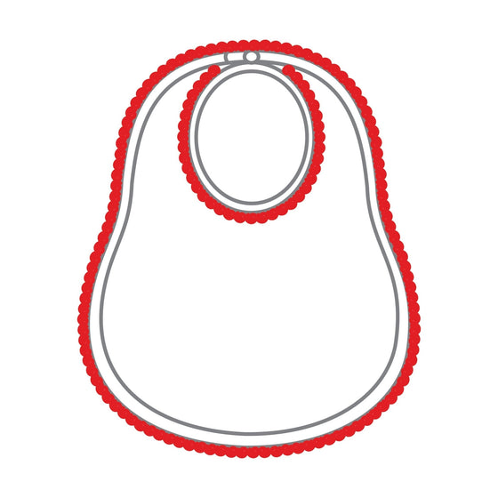 Baby Joy Bib with Red Crochet Trim - Magnolia BabyBib