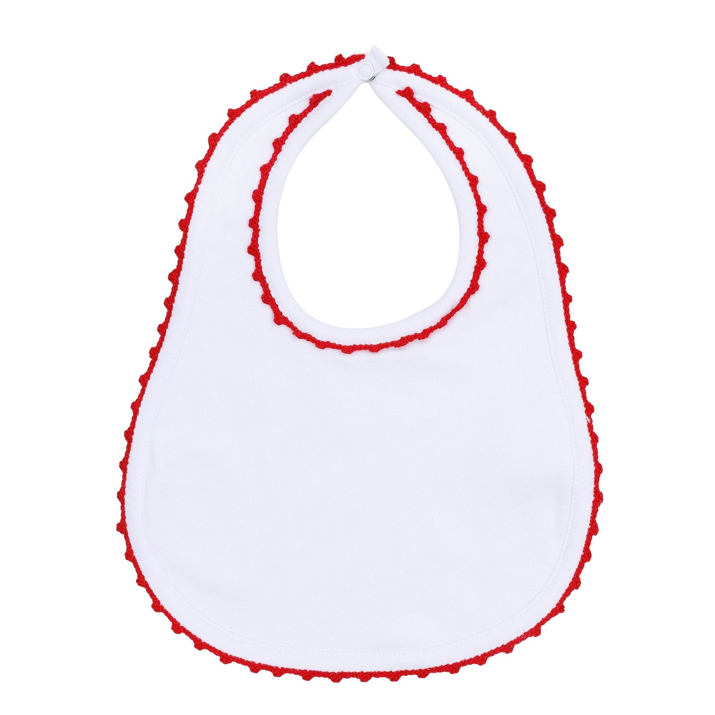 Baby Joy Bib with Red Crochet Trim - Magnolia BabyBib