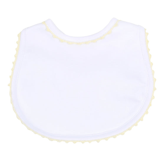 Baby Joy Bib with Yellow Crochet Trim - Magnolia BabyBib