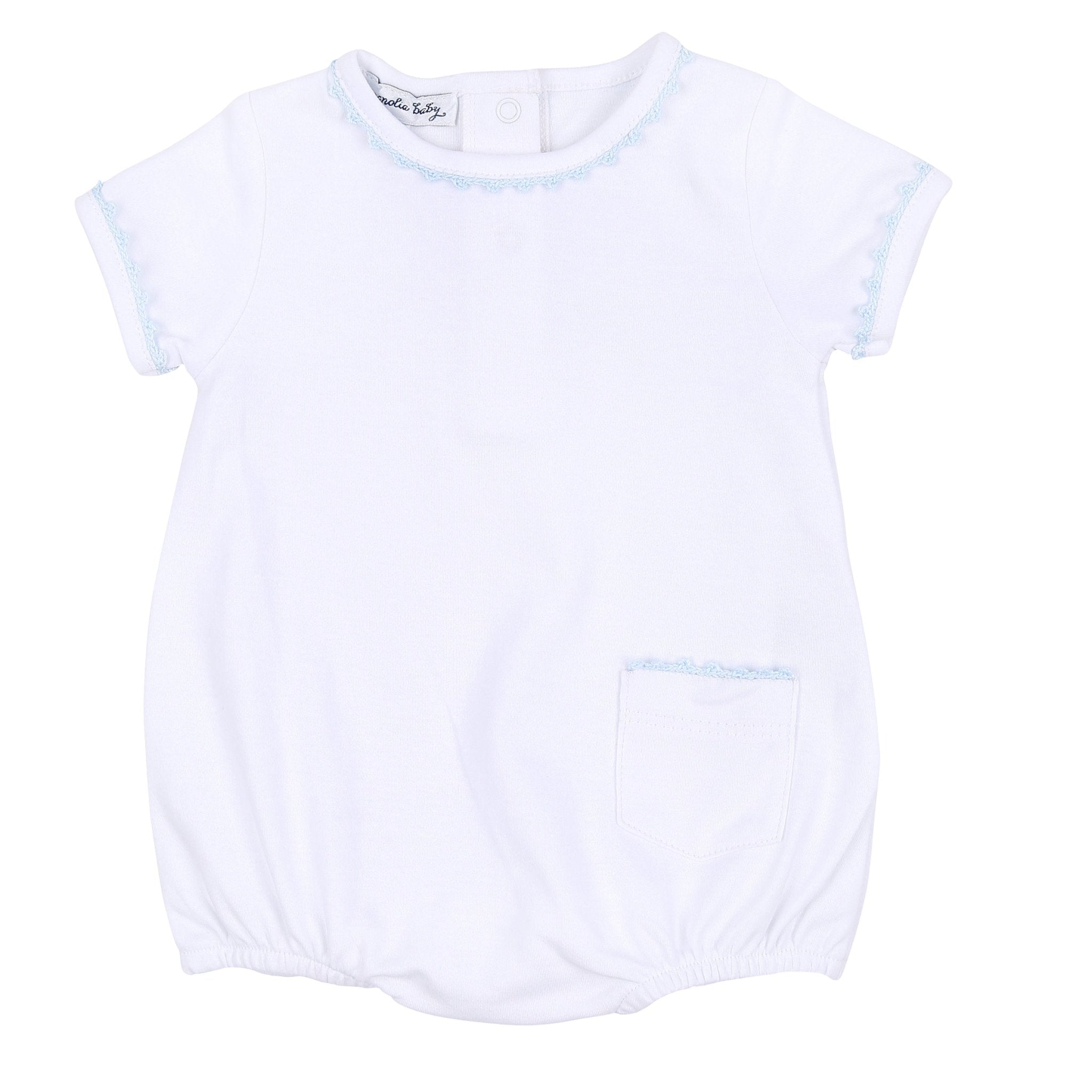 Baby Joy Bubble with Blue Crochet Trim - Magnolia BabyBubble