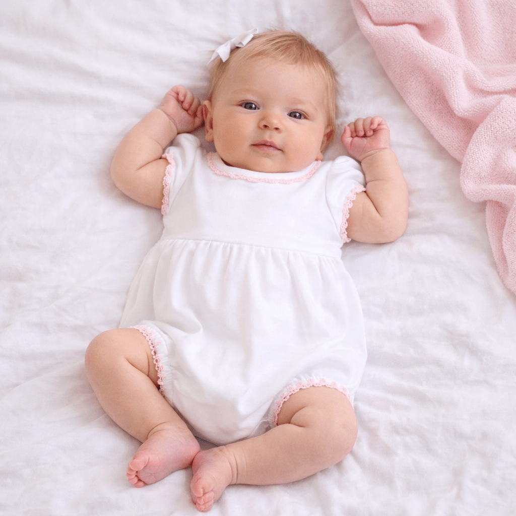 Baby Joy Bubble with Pink Crochet Trim - Magnolia BabyBubble