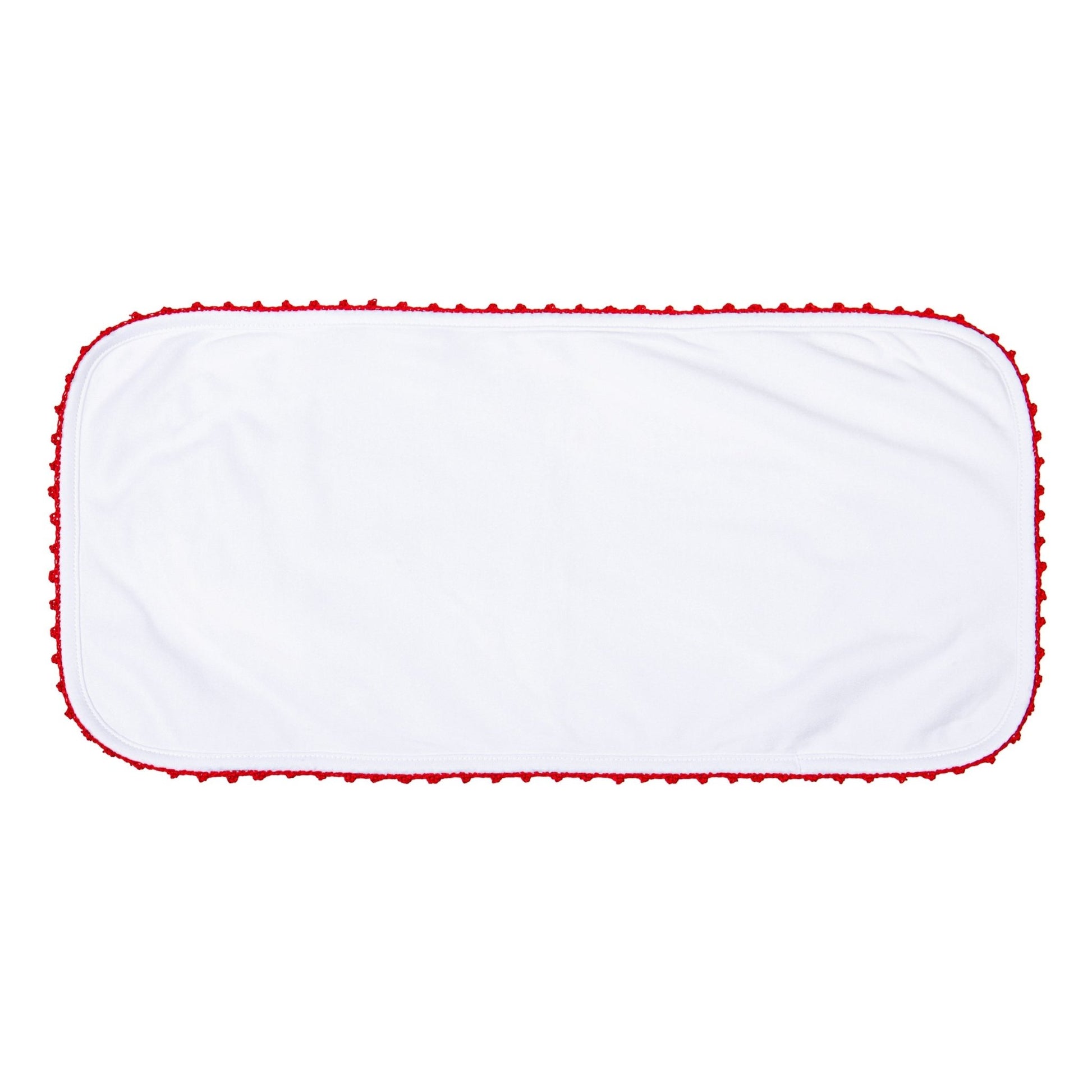 Baby Joy Burp Cloth with Red Crochet Trim - Magnolia BabyBurp Cloth