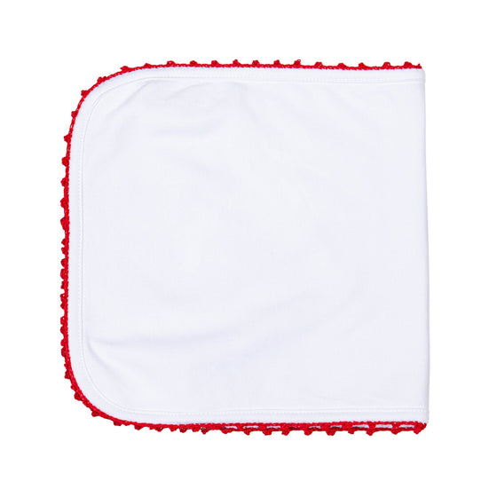 Baby Joy Burp Cloth with Red Crochet Trim - Magnolia BabyBurp Cloth