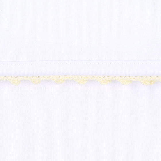 Baby Joy Burp Cloth with Yellow Crochet Trim - Magnolia BabyBurp Cloth