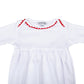 Baby Joy Gathered Gown with Red Crochet Trim - Magnolia BabyGown