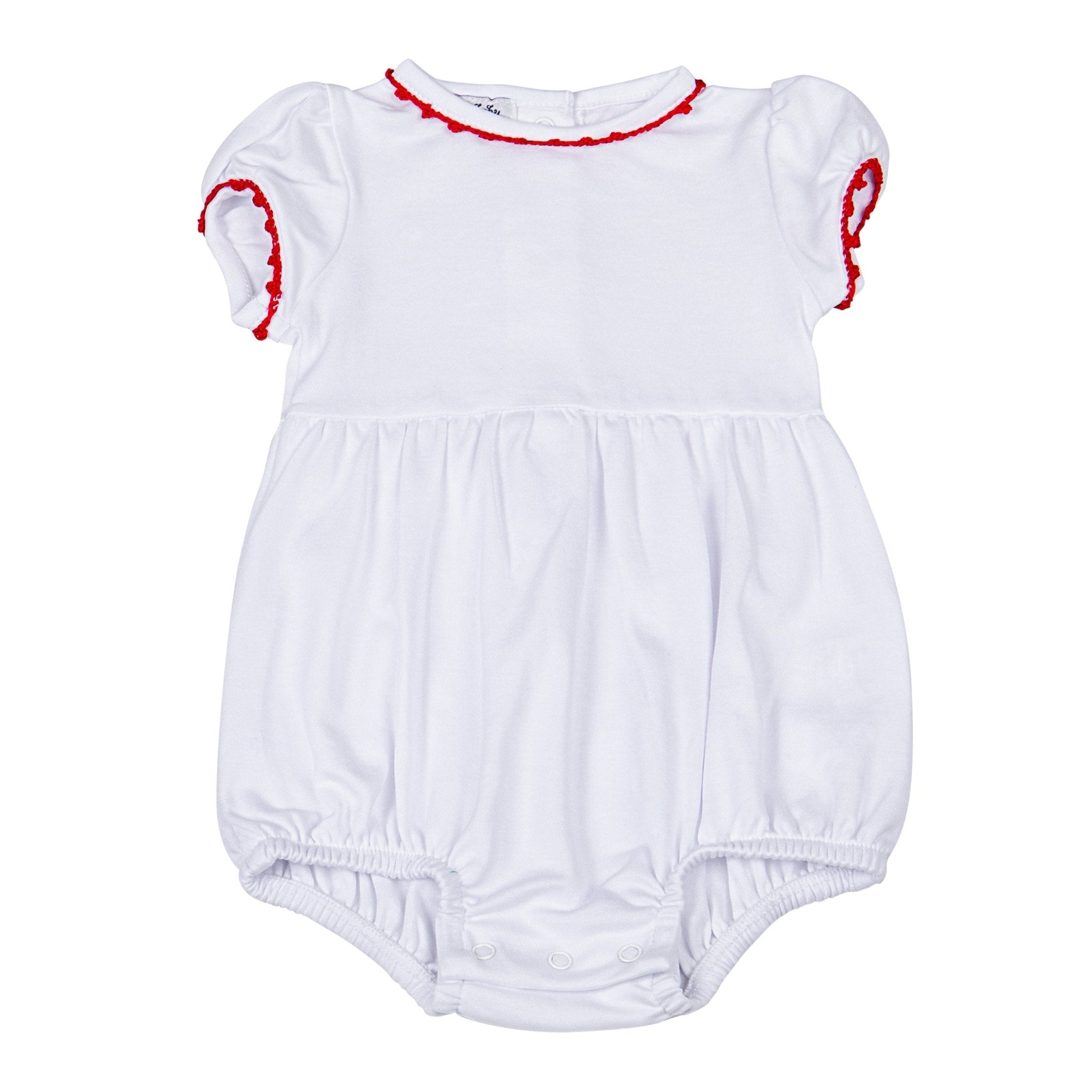 Baby Joy Girl Bubble with Red Crochet Trim - Magnolia BabyBubble