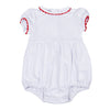 Baby Joy Girl Bubble with Red Crochet Trim - Magnolia BabyBubble