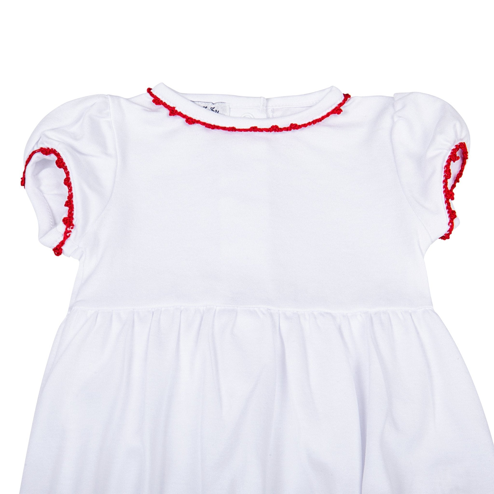 Baby Joy Girl Bubble with Red Crochet Trim - Magnolia BabyBubble