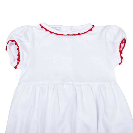 Baby Joy Girl Bubble with Red Crochet Trim - Magnolia BabyBubble