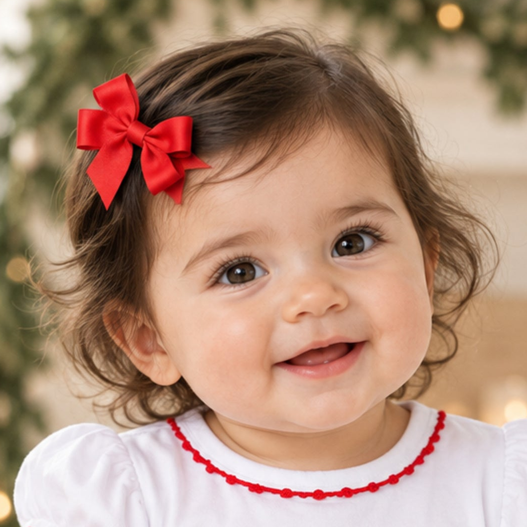 Baby Girl Classic Grosgrain Bow - Red - 2 Inch