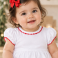 Baby Joy Girl Christmas Bubble with Red Crochet Trim