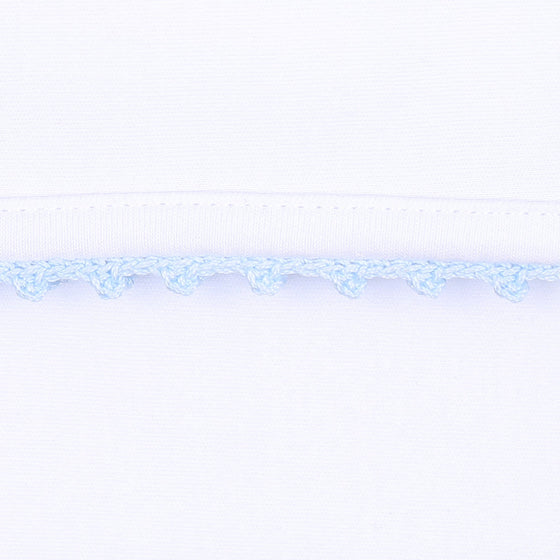 Baby Joy Gown with Light Blue Crochet Trim - Magnolia BabyGown