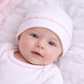 Baby Joy Hat with Pink Crochet Trim - Magnolia BabyHat