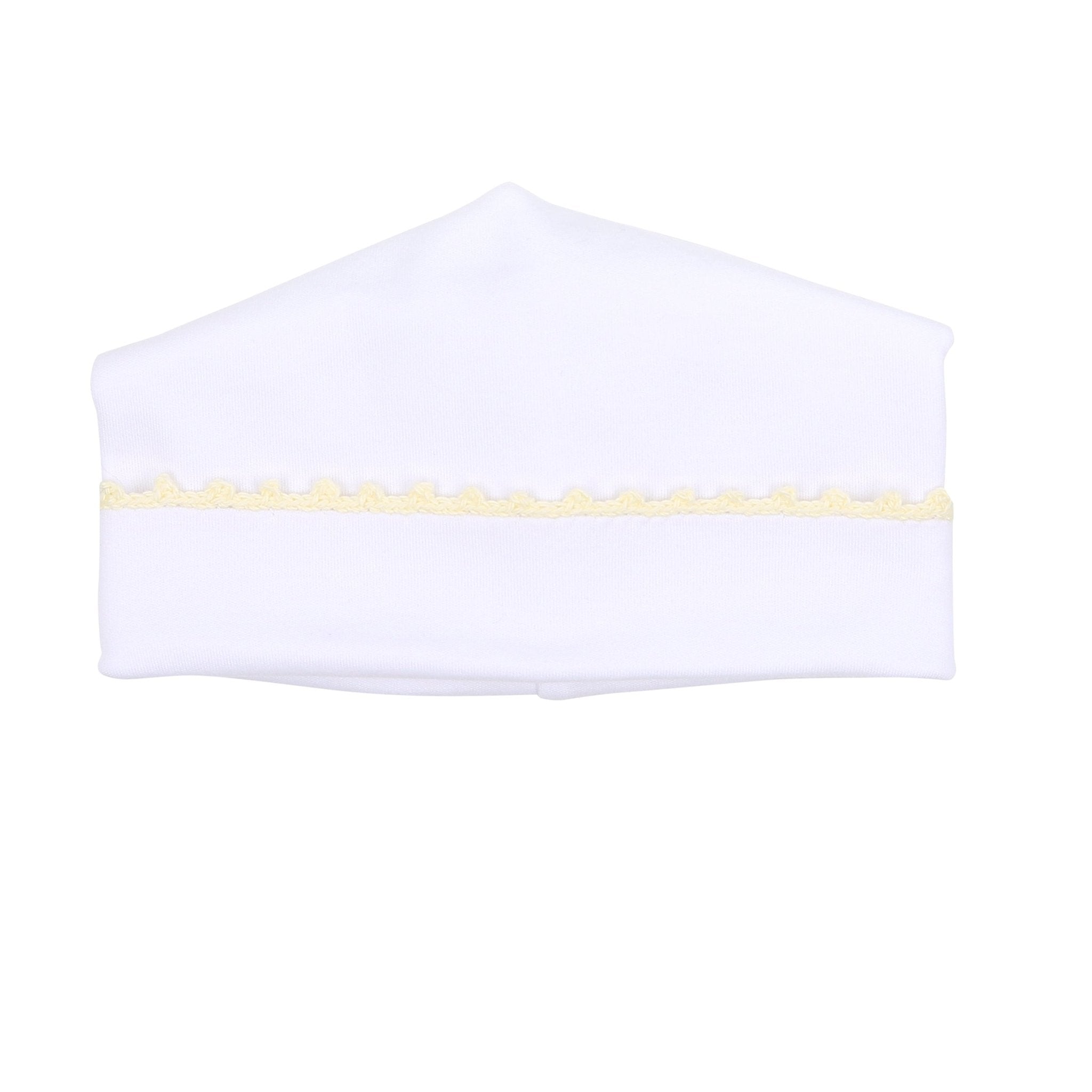 Baby Joy Hat with Yellow Crochet Trim - Magnolia BabyHat