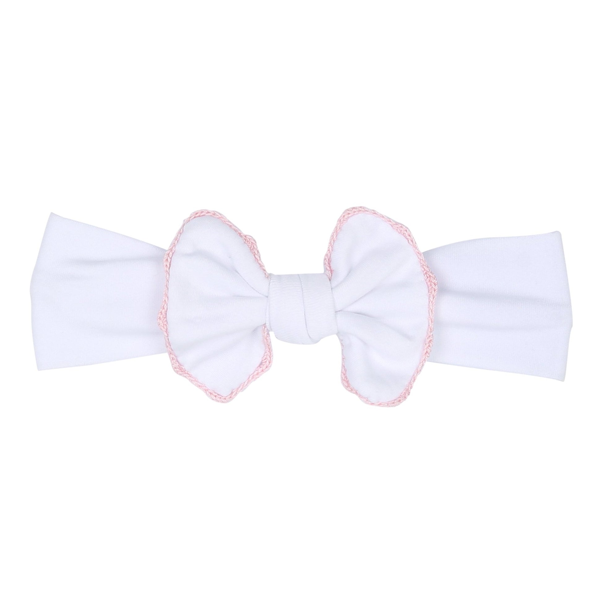 Baby Joy Headband with Pink Crochet Trim - Magnolia BabyHeadband