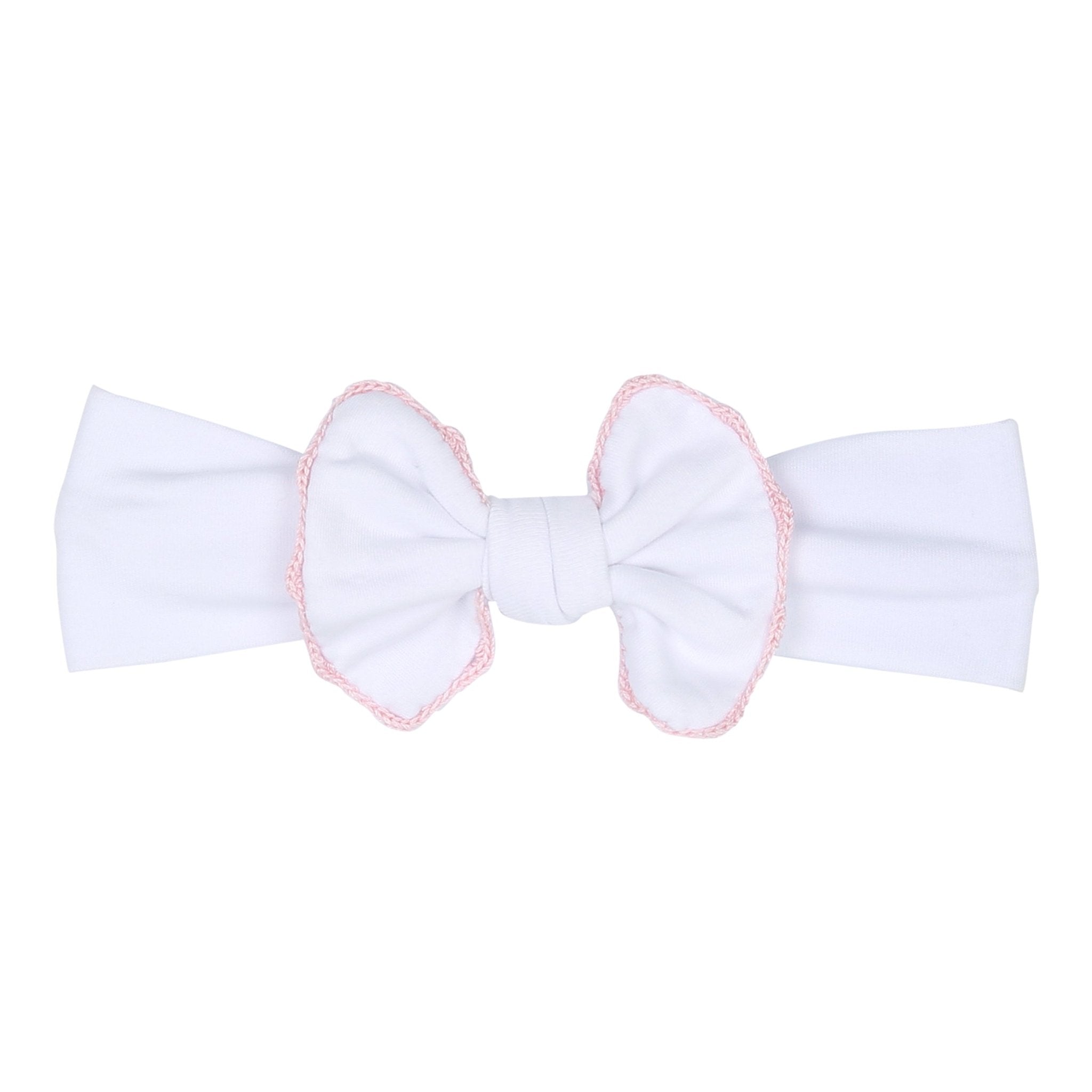 Baby Joy Headband with Pink Crochet Trim - Magnolia BabyHeadband