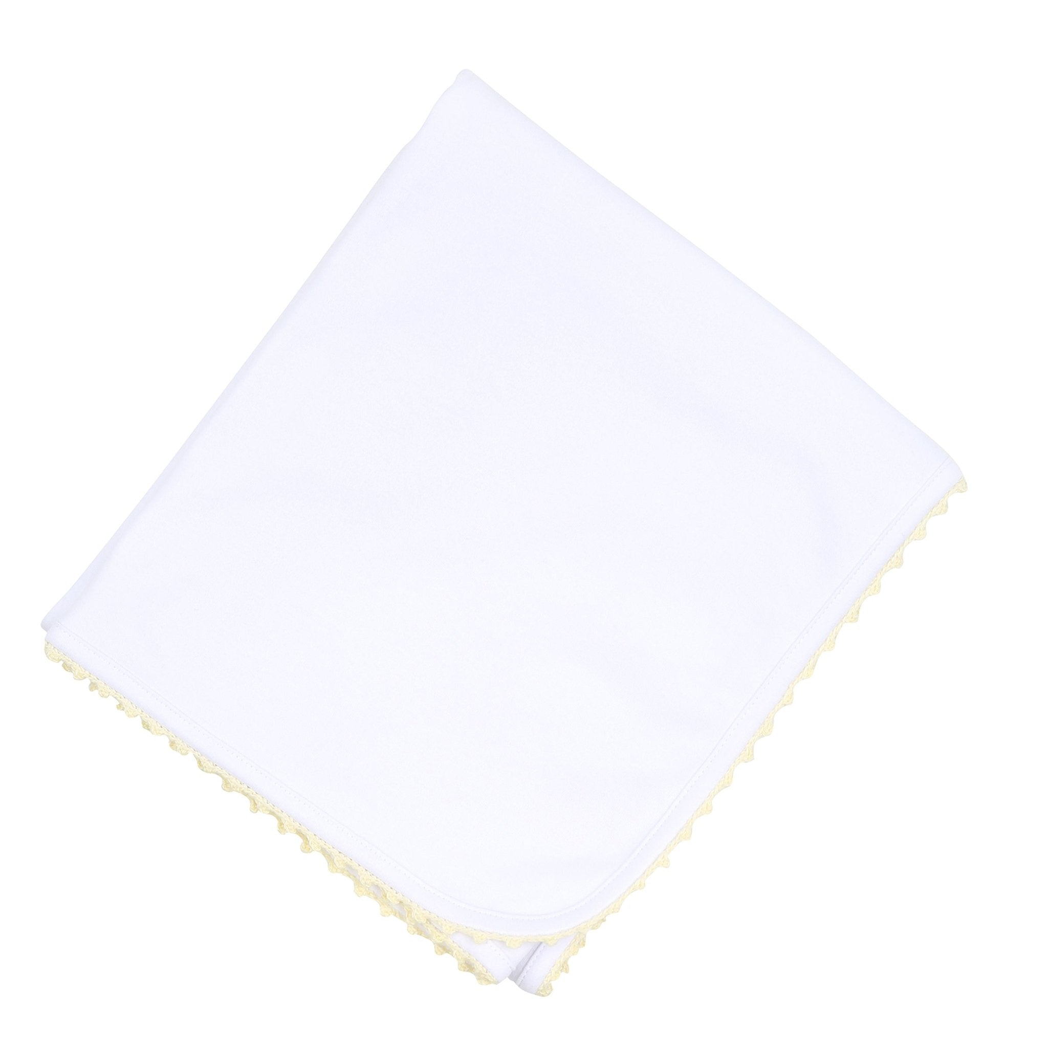 Baby Joy Receiving Blanket with Yellow Crochet Trim - Magnolia BabyReceiving Blanket
