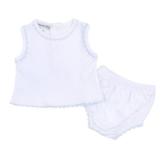 Baby Joy Sleeveless Diaper Cover Set with Light Blue Crochet Trim - Magnolia BabyDiaper Cover