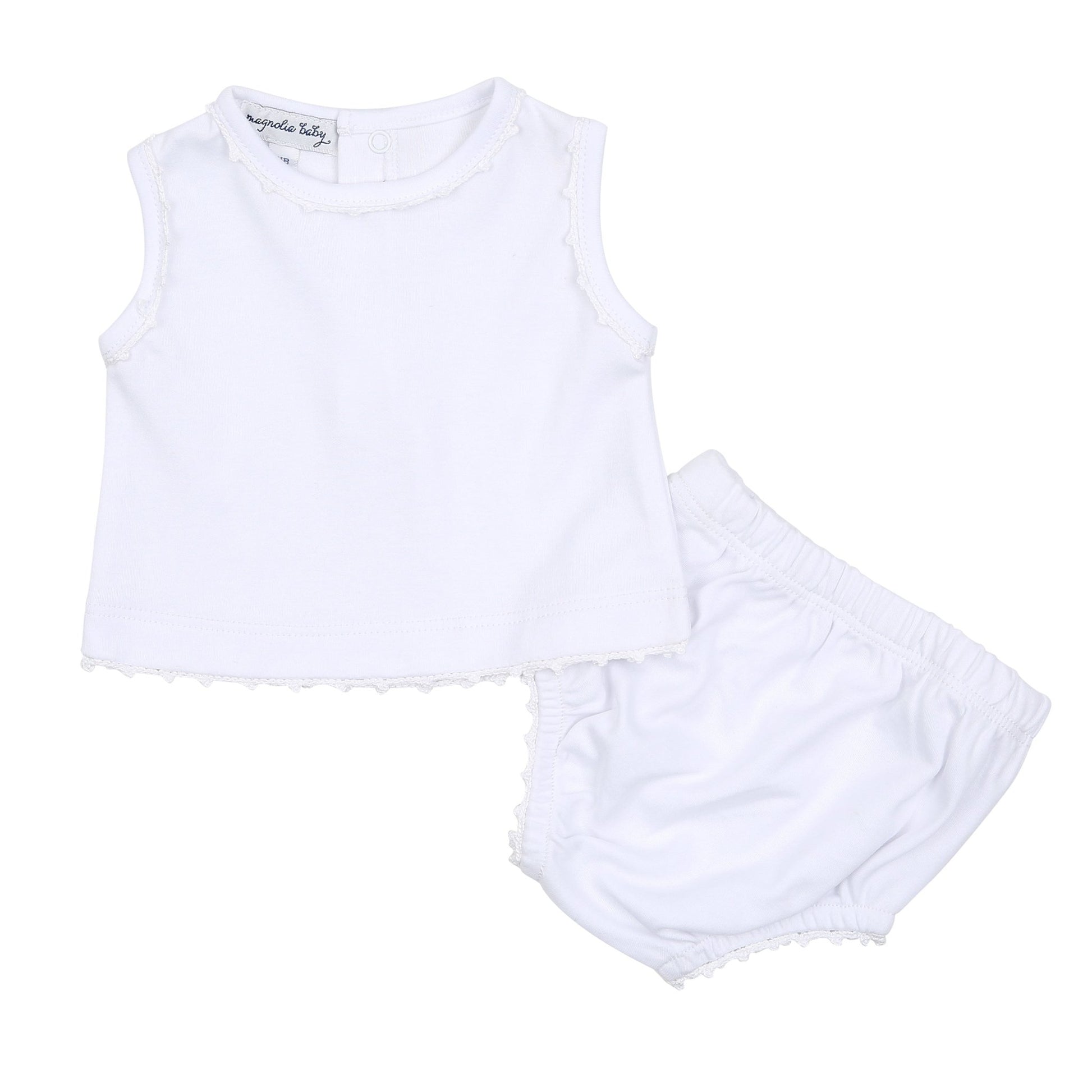 Baby Joy Sleeveless Diaper Cover Set with WH Crochet Trim - Magnolia BabyDiaper Cover
