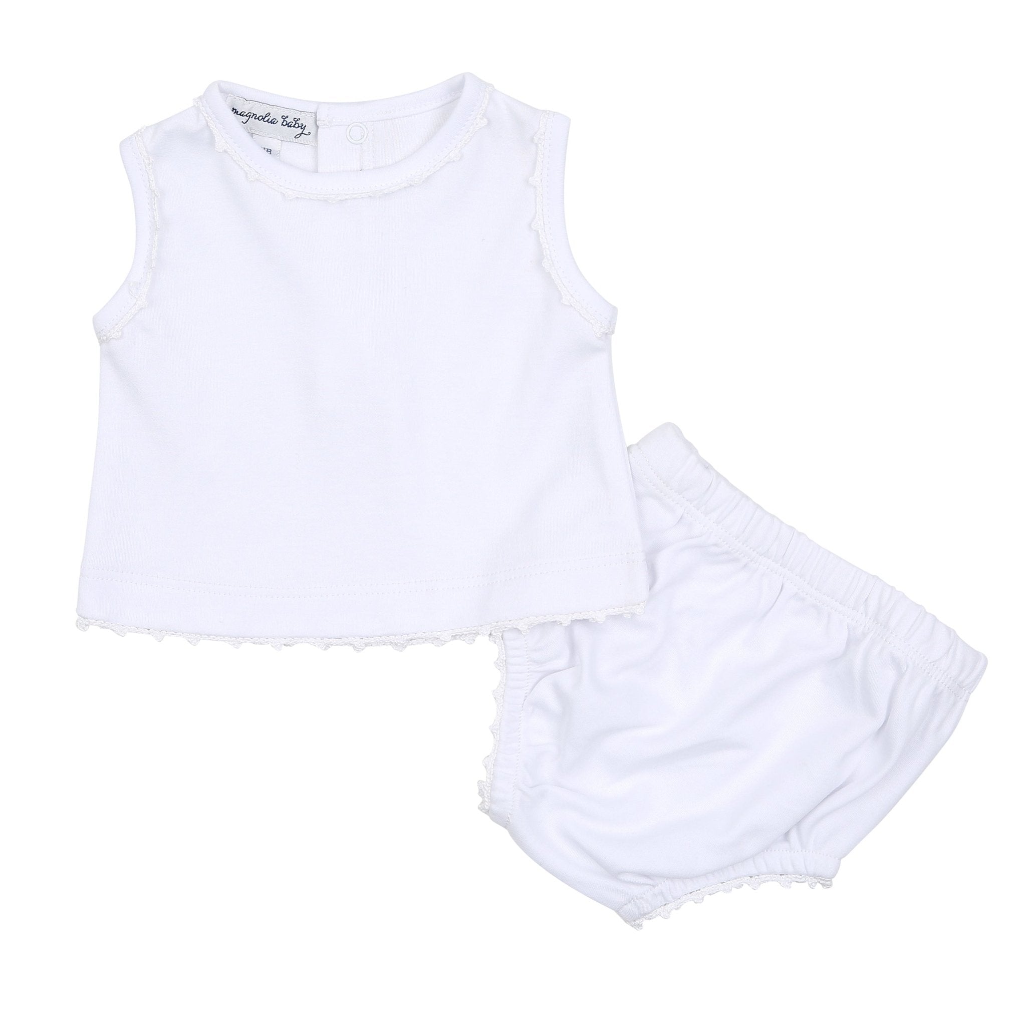 Baby Joy Sleeveless Diaper Cover Set with WH Crochet Trim - Magnolia BabyDiaper Cover