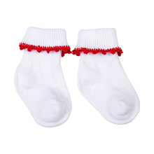  Baby Joy Socks with Red Crochet Trim - Magnolia BabySocks