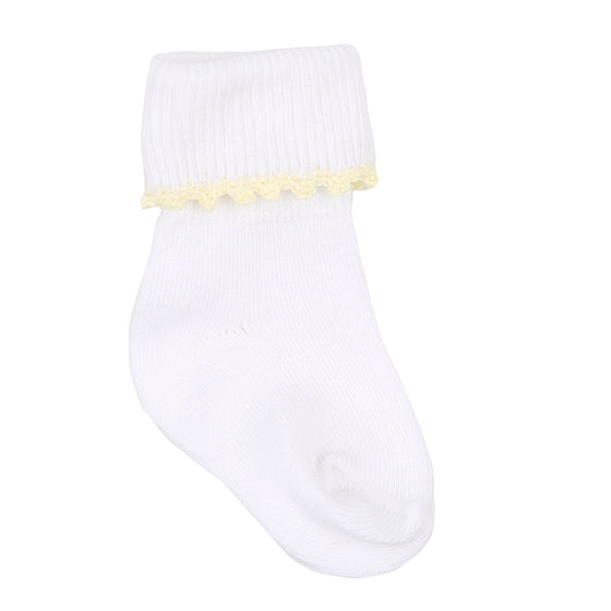 Baby Joy Socks with Yellow Crochet Trim - Magnolia BabySocks