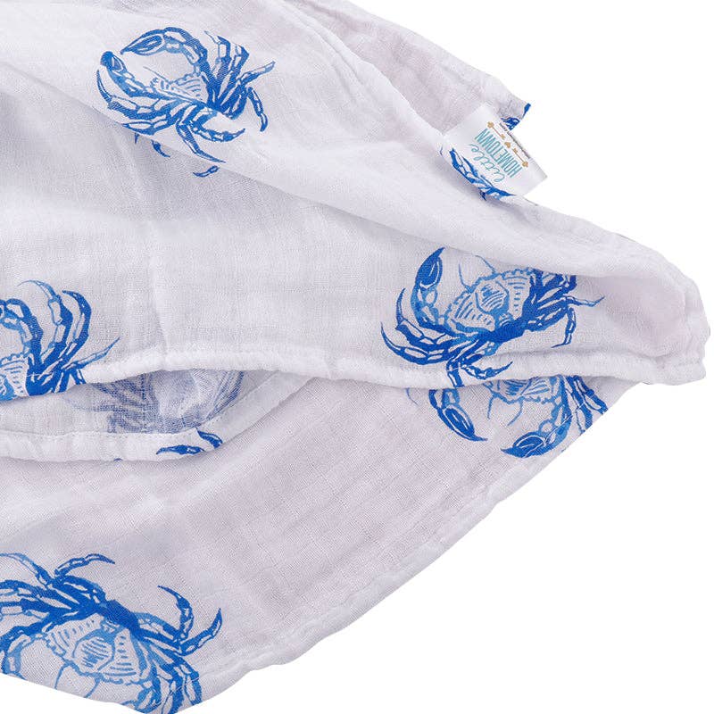Little Hometown_Baby Muslin Swaddle Blanket - Blue Crab_5