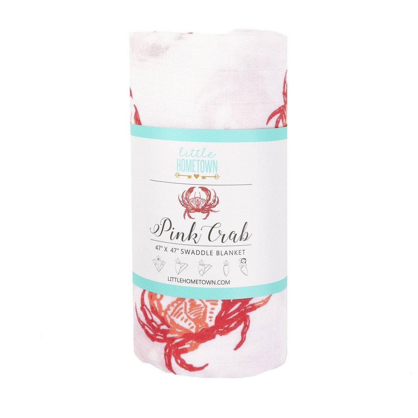 Little Hometown_Baby Muslin Swaddle Blanket - Pink Crab_2