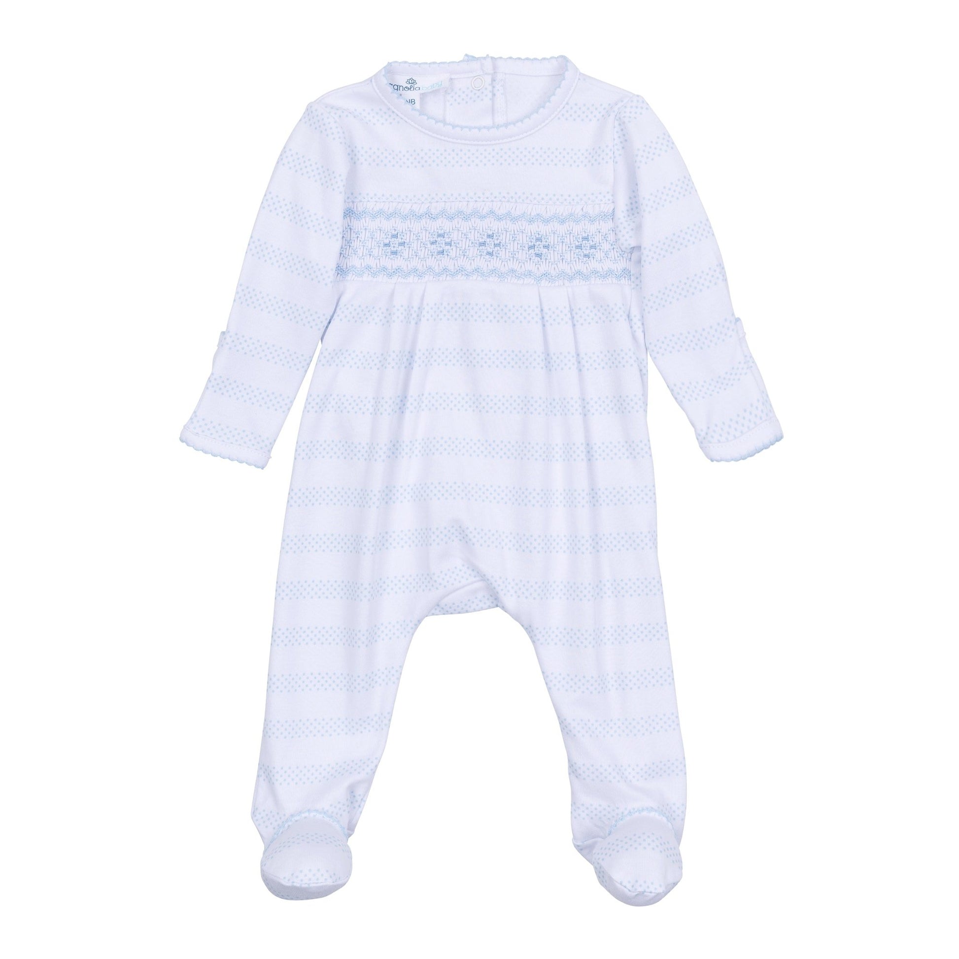 Baby of Mine Smocked Footie - Light Blue - Magnolia BabyFootie