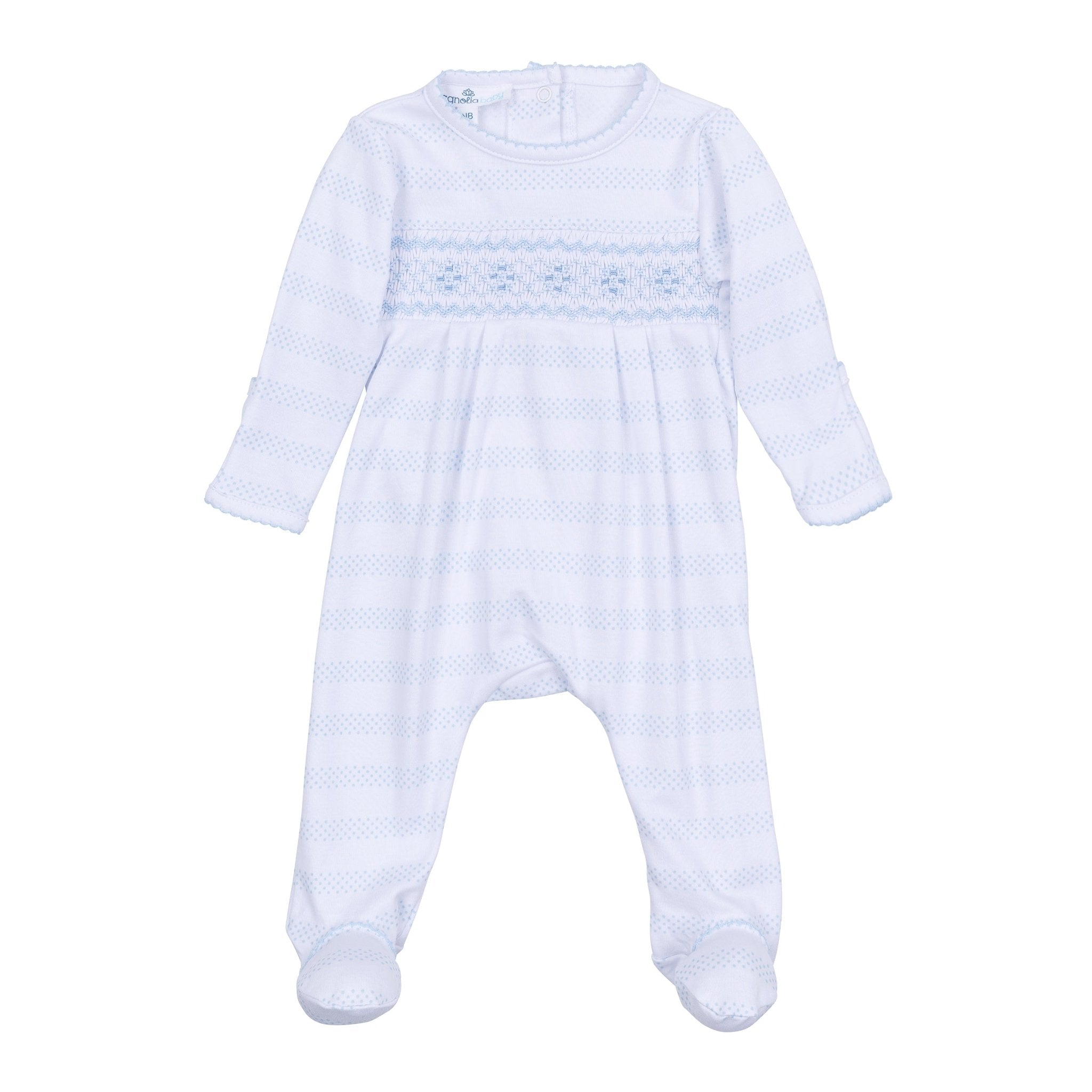 Baby of Mine Smocked Footie - Light Blue - Magnolia BabyFootie