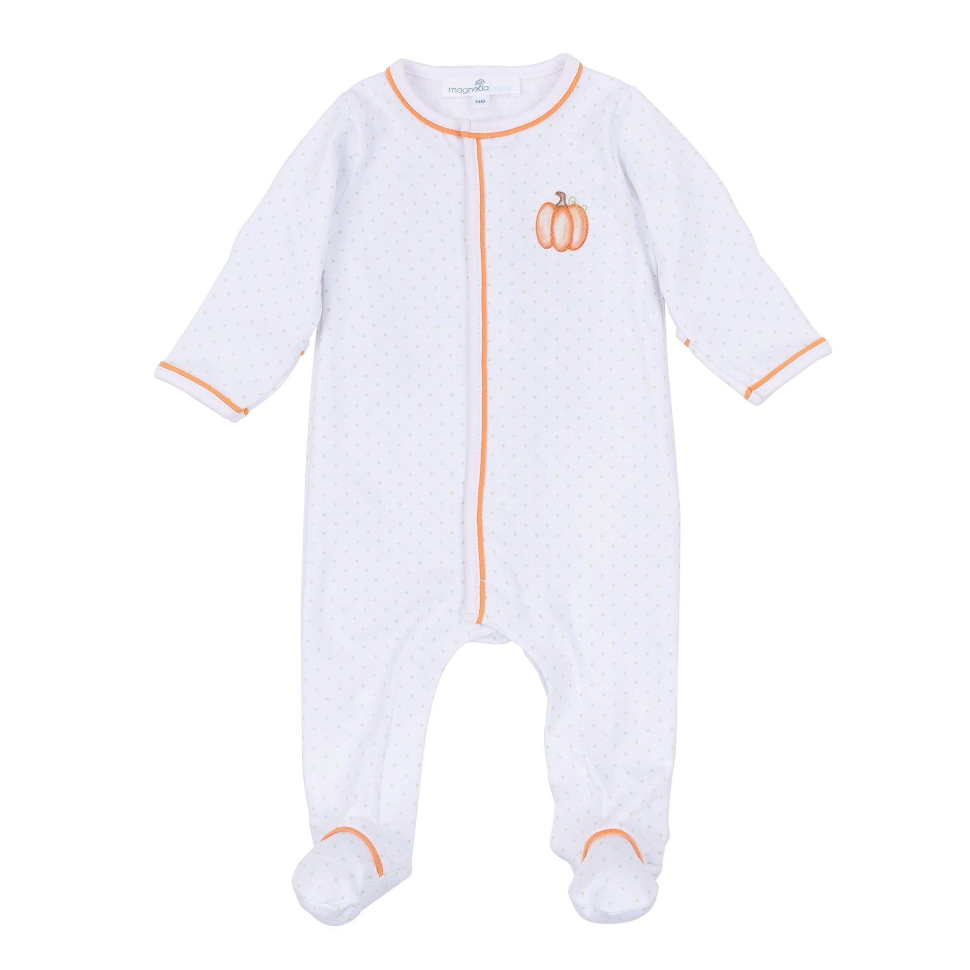 Magnolia Baby_Baby Pumpkin Hand-Embroidered Footie_2