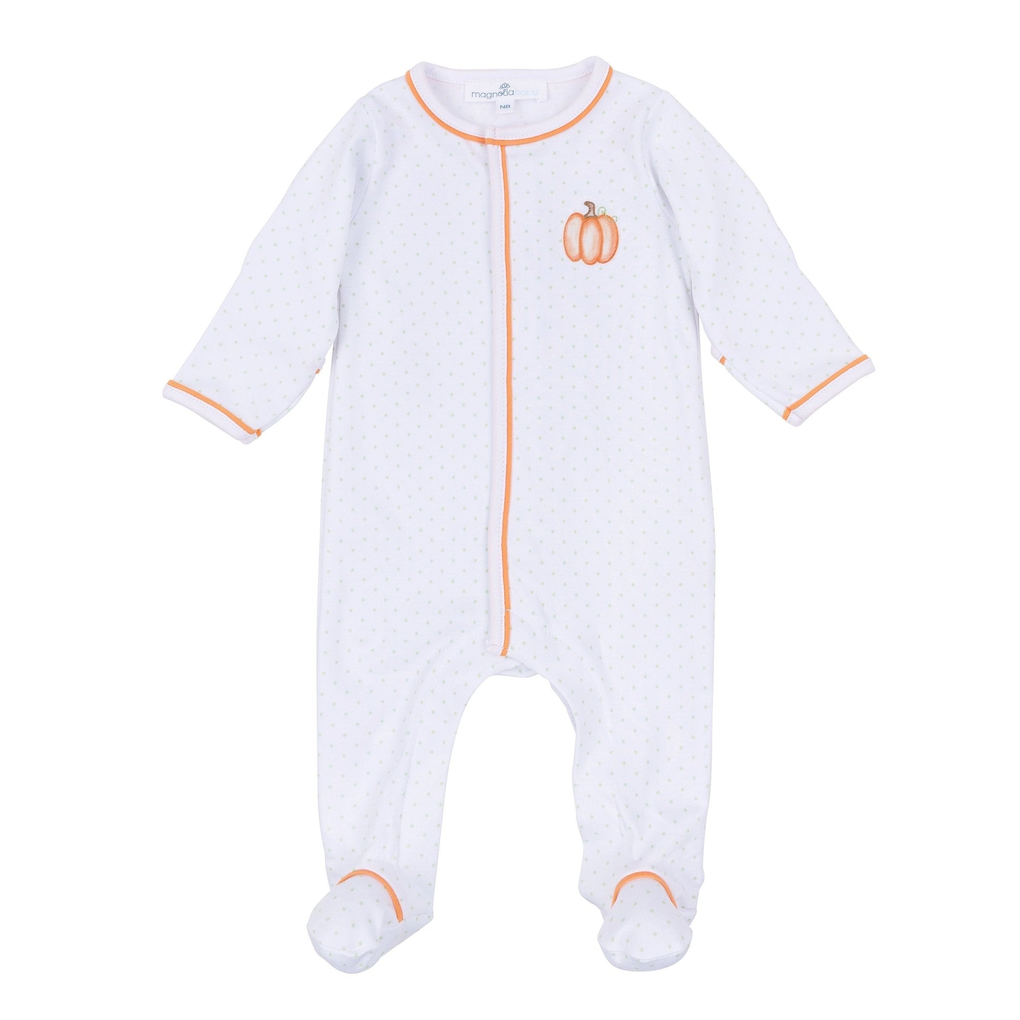 Magnolia Baby_Baby Pumpkin Hand-Embroidered Footie_2