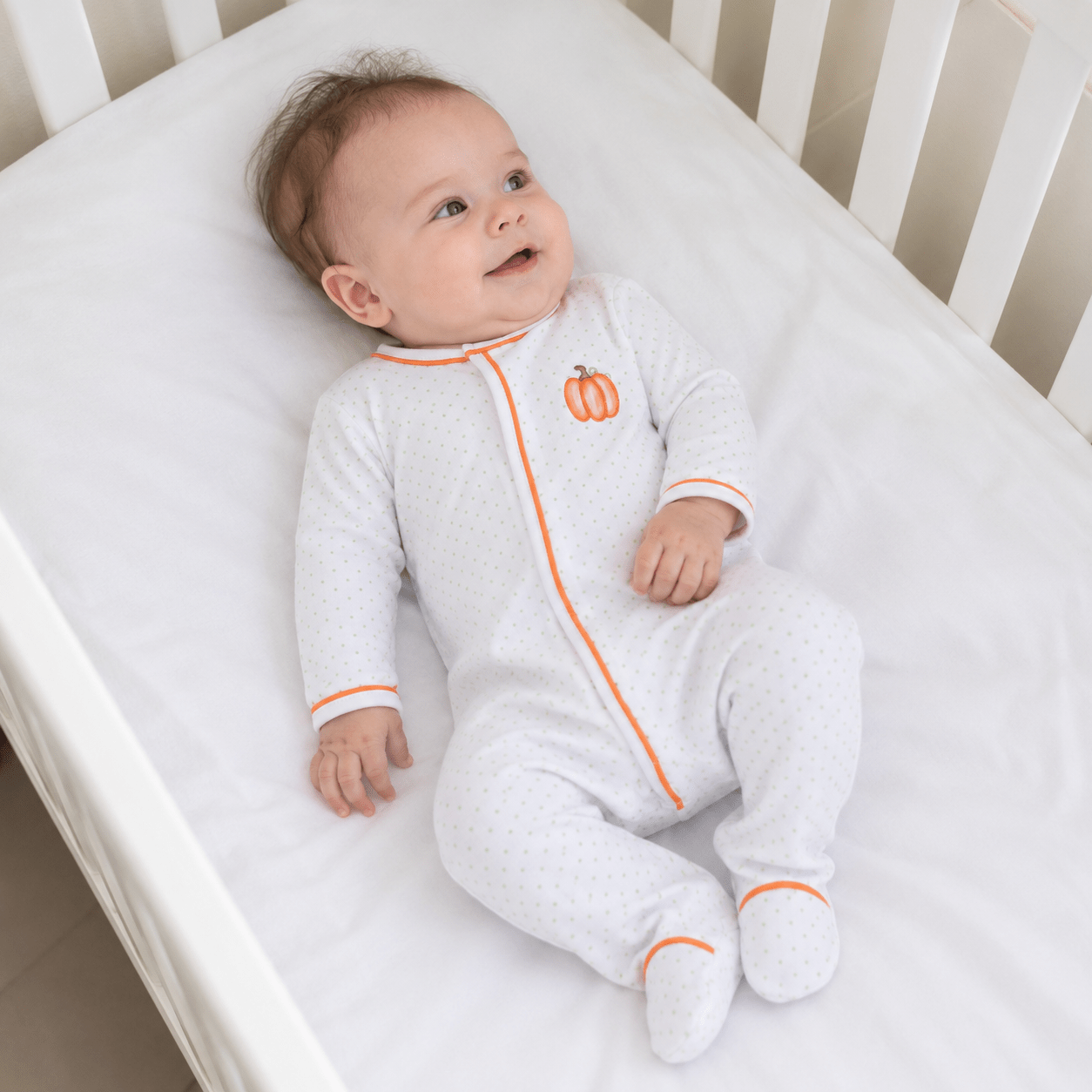 Magnolia Baby_Baby Pumpkin Hand-Embroidered Footie_1