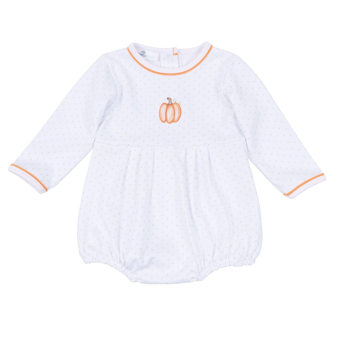 Magnolia Baby_Baby Pumpkin Hand-Embroidered Long Sleeve Bubble_1