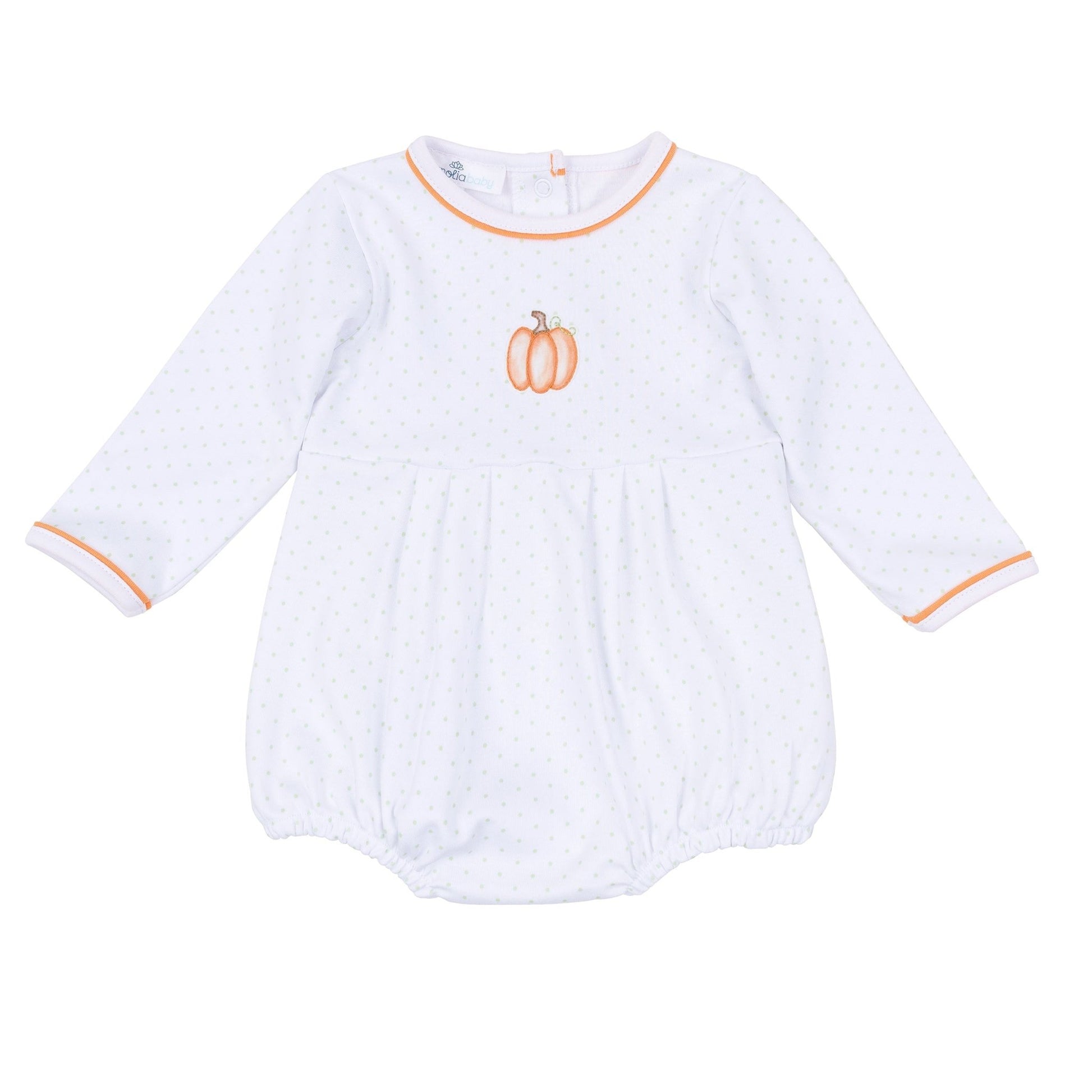 Magnolia Baby_Baby Pumpkin Hand-Embroidered Long Sleeve Bubble_1