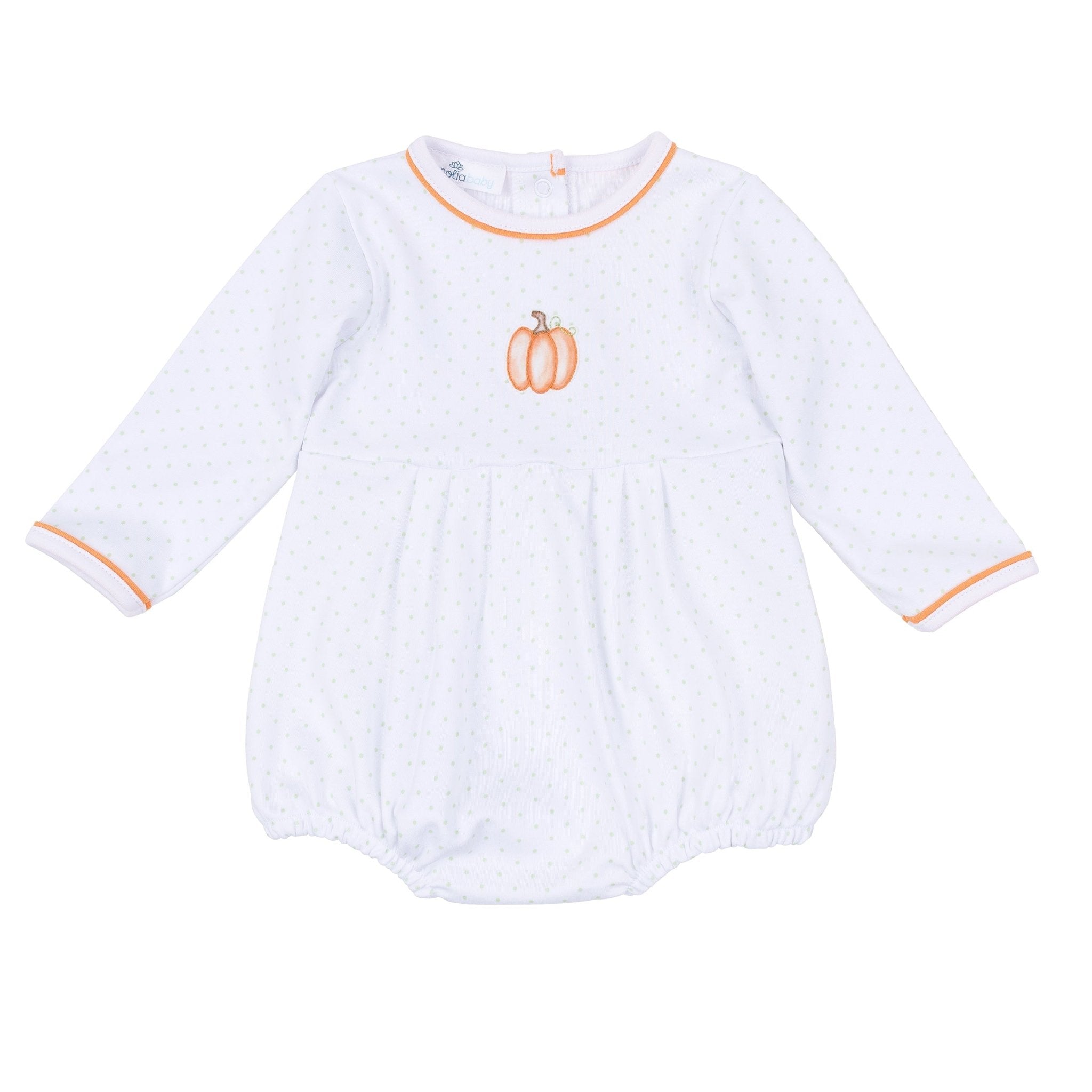 Magnolia Baby_Baby Pumpkin Hand-Embroidered Long Sleeve Bubble_1