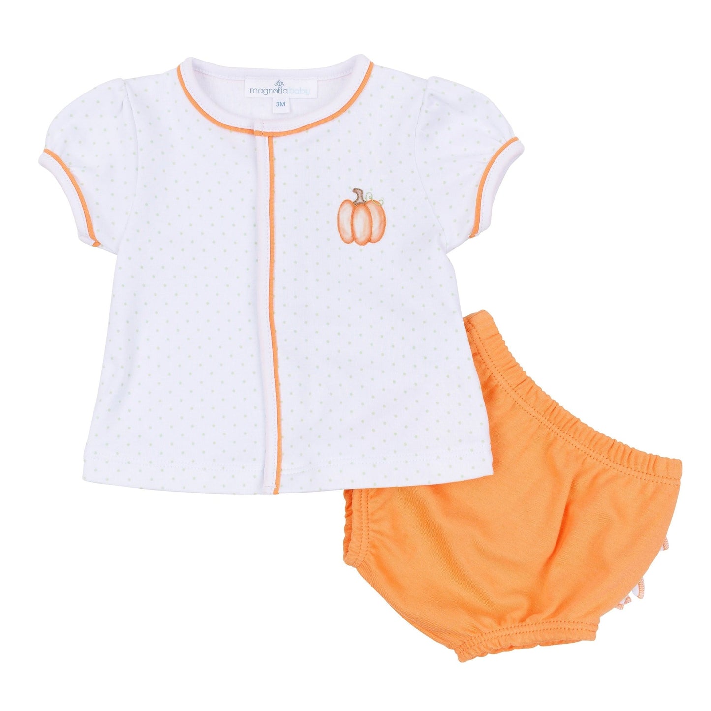 Magnolia Baby_Baby Pumpkin Hand-Embroidered Ruffle Diaper Cover Set_2