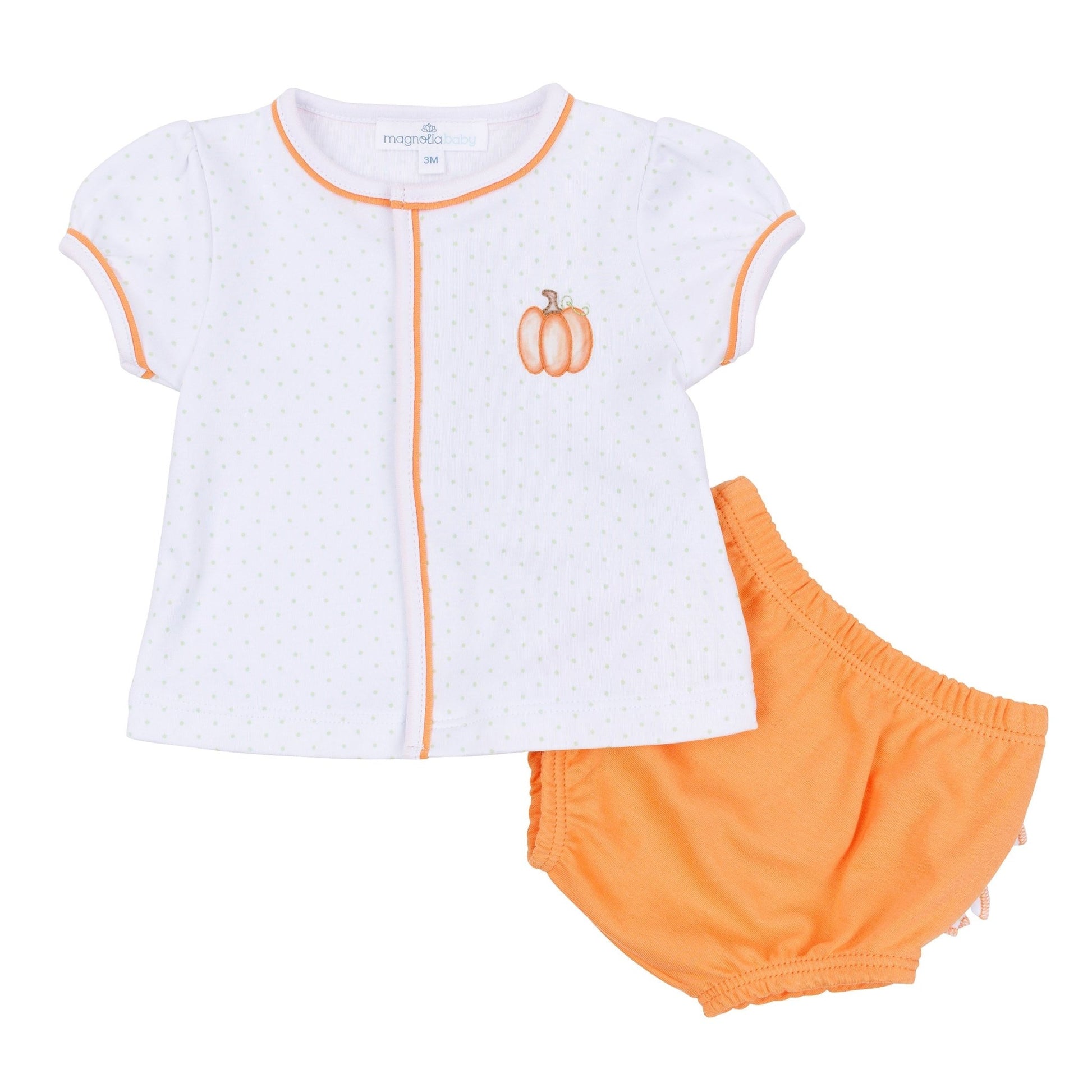 Magnolia Baby_Baby Pumpkin Hand-Embroidered Ruffle Diaper Cover Set_2