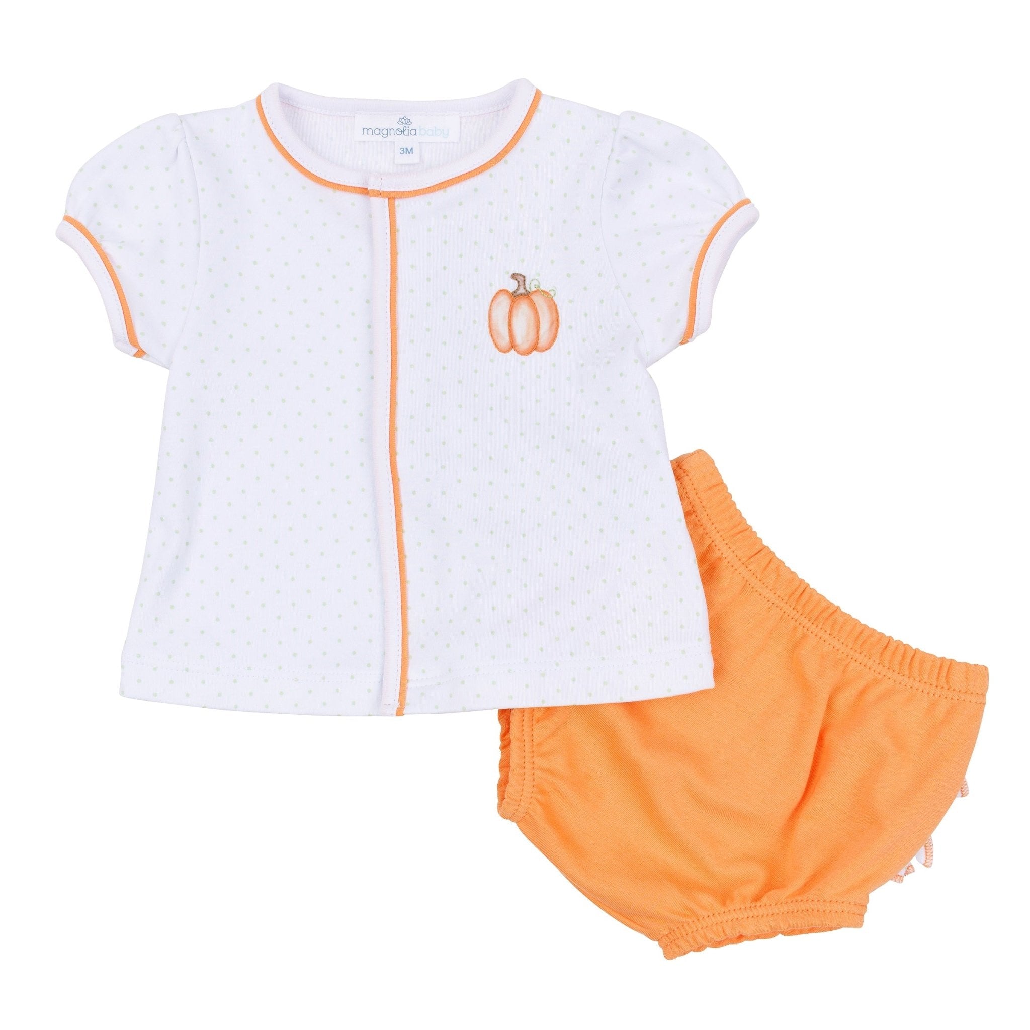 Magnolia Baby_Baby Pumpkin Hand-Embroidered Ruffle Diaper Cover Set_2