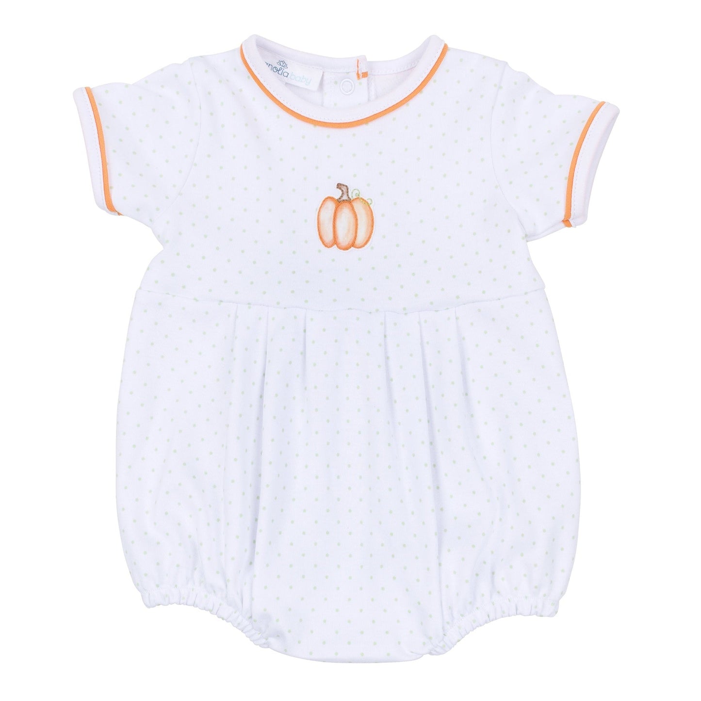 Magnolia Baby_Baby Pumpkin Hand-Embroidered Short Sleeve Boy Bubble_2