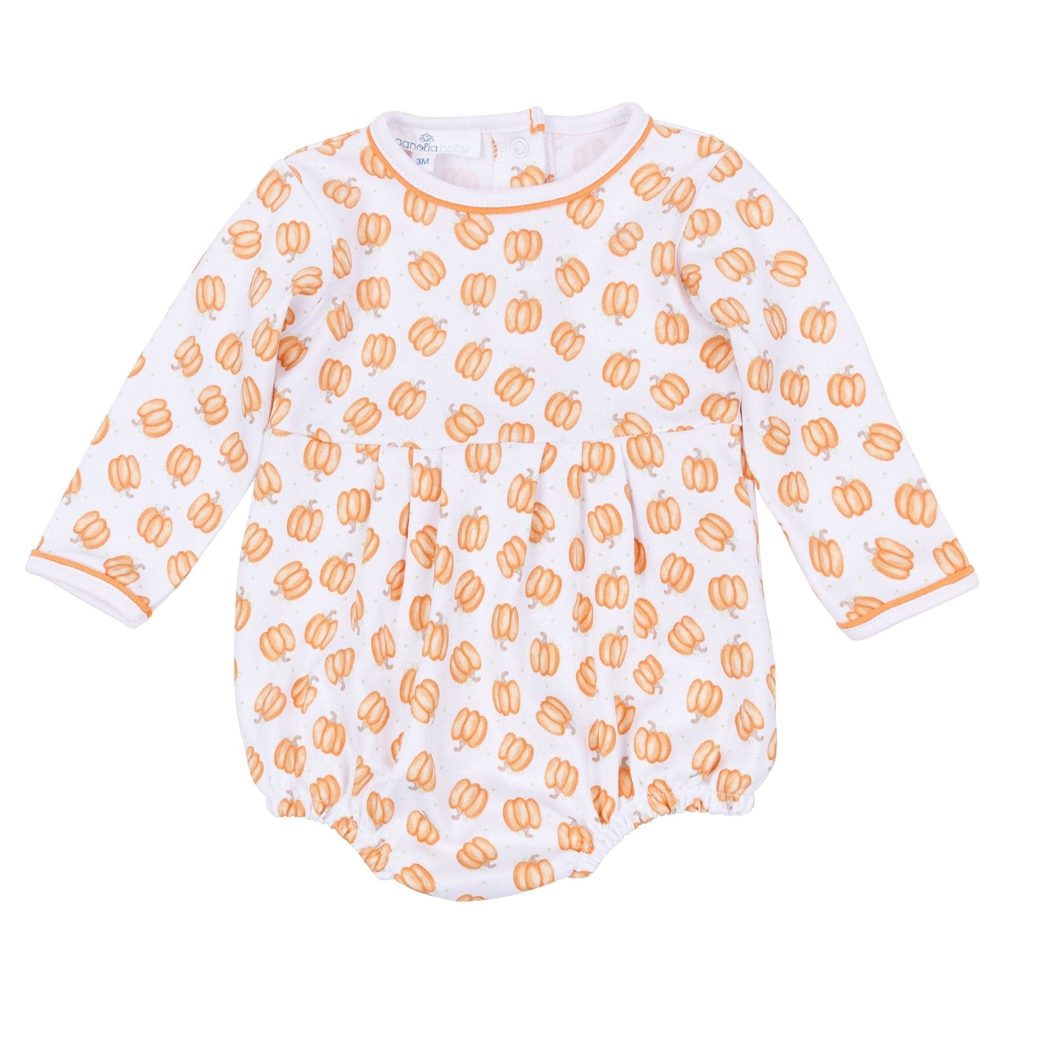 Magnolia Baby_Baby Pumpkin Print Long Sleeve Bubble_1