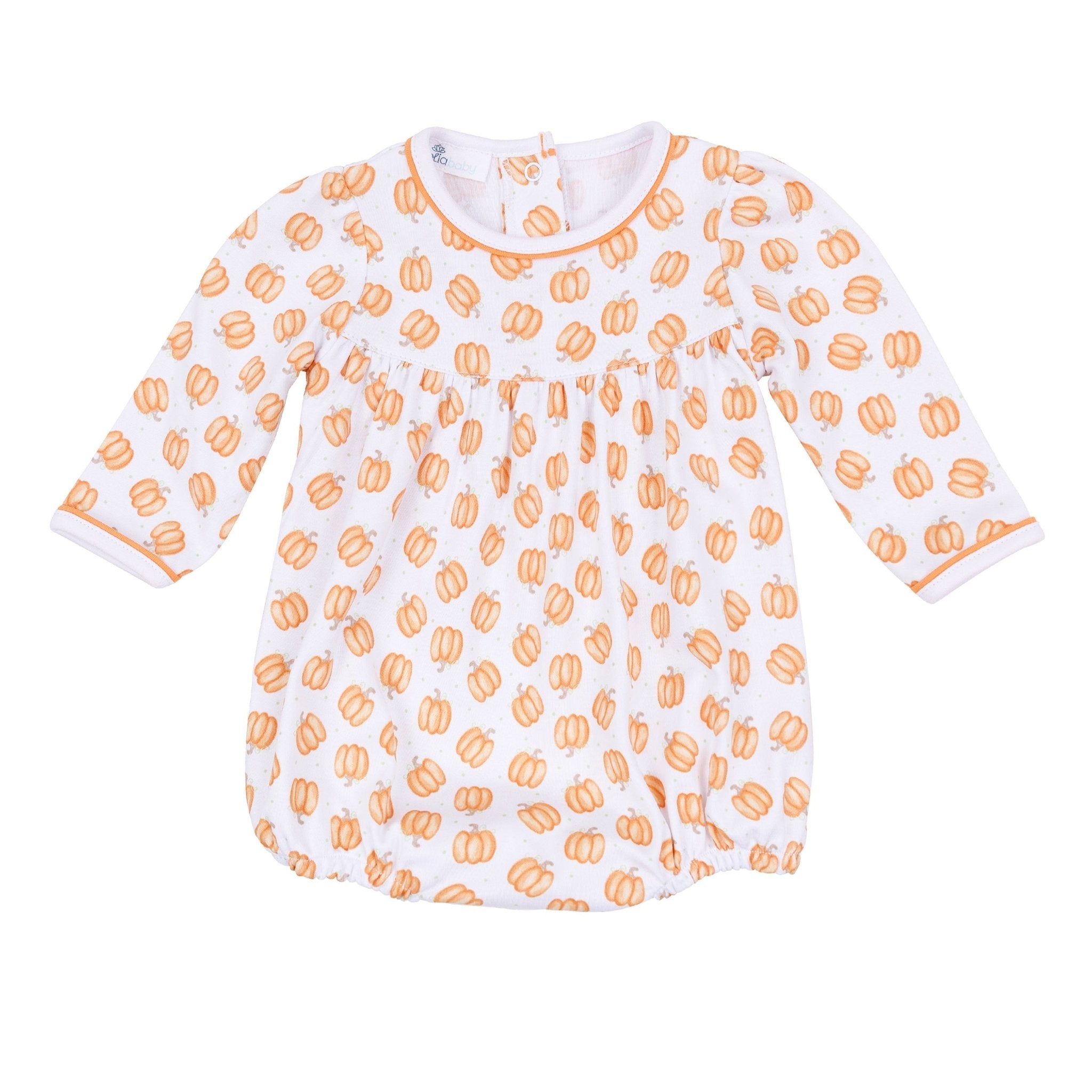 Magnolia Baby_Baby Pumpkin Print Ruffle Long Sleeve Bubble_1