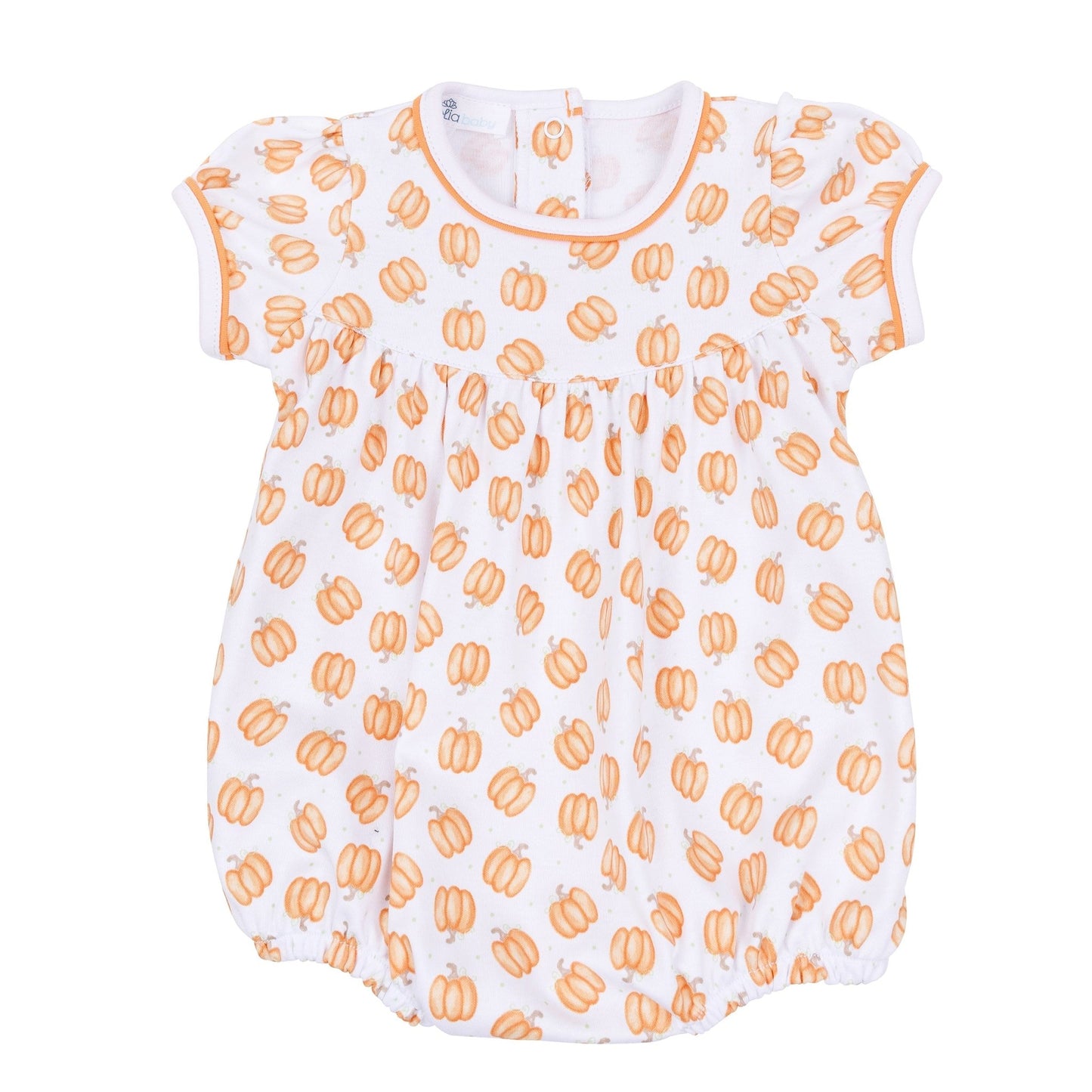 Magnolia Baby_Baby Pumpkin Print Ruffle Short Sleeve Bubble_2
