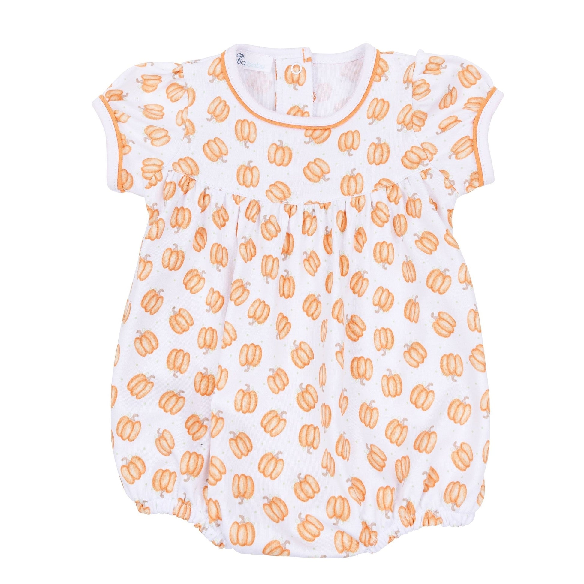 Magnolia Baby_Baby Pumpkin Print Ruffle Short Sleeve Bubble_2