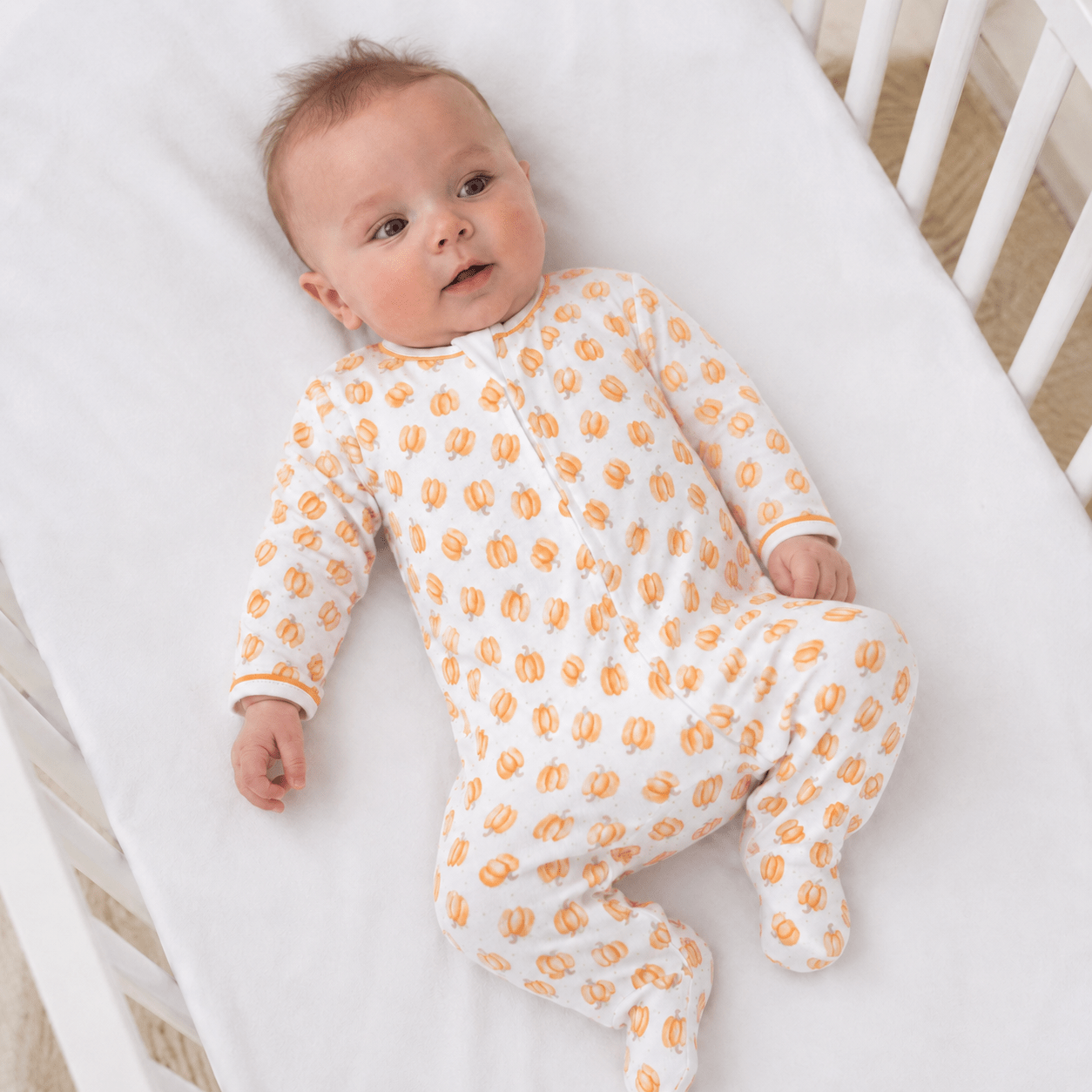 Magnolia Baby_Baby Pumpkin Print Zip Footie_1