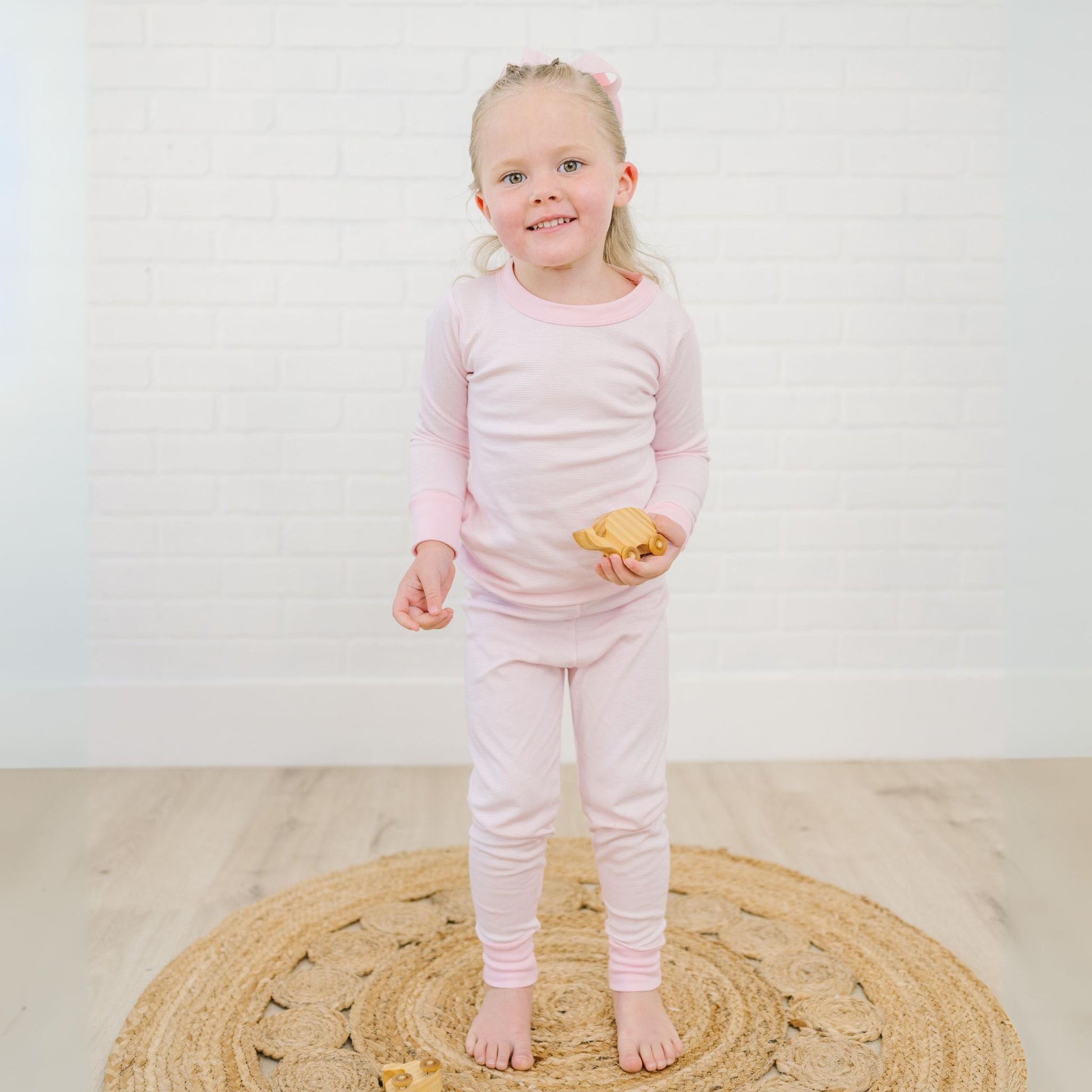 Baby Stripes Pink Long Pajamas - Magnolia BabyLong Pajamas