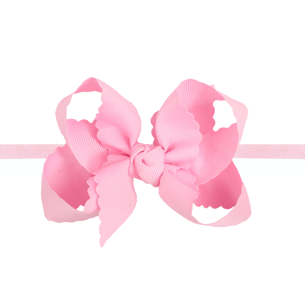 Beyond Creations, LLC_Baby & Toddler Girl Headband with 4.5" Scallop Edge Bow - Pink_1