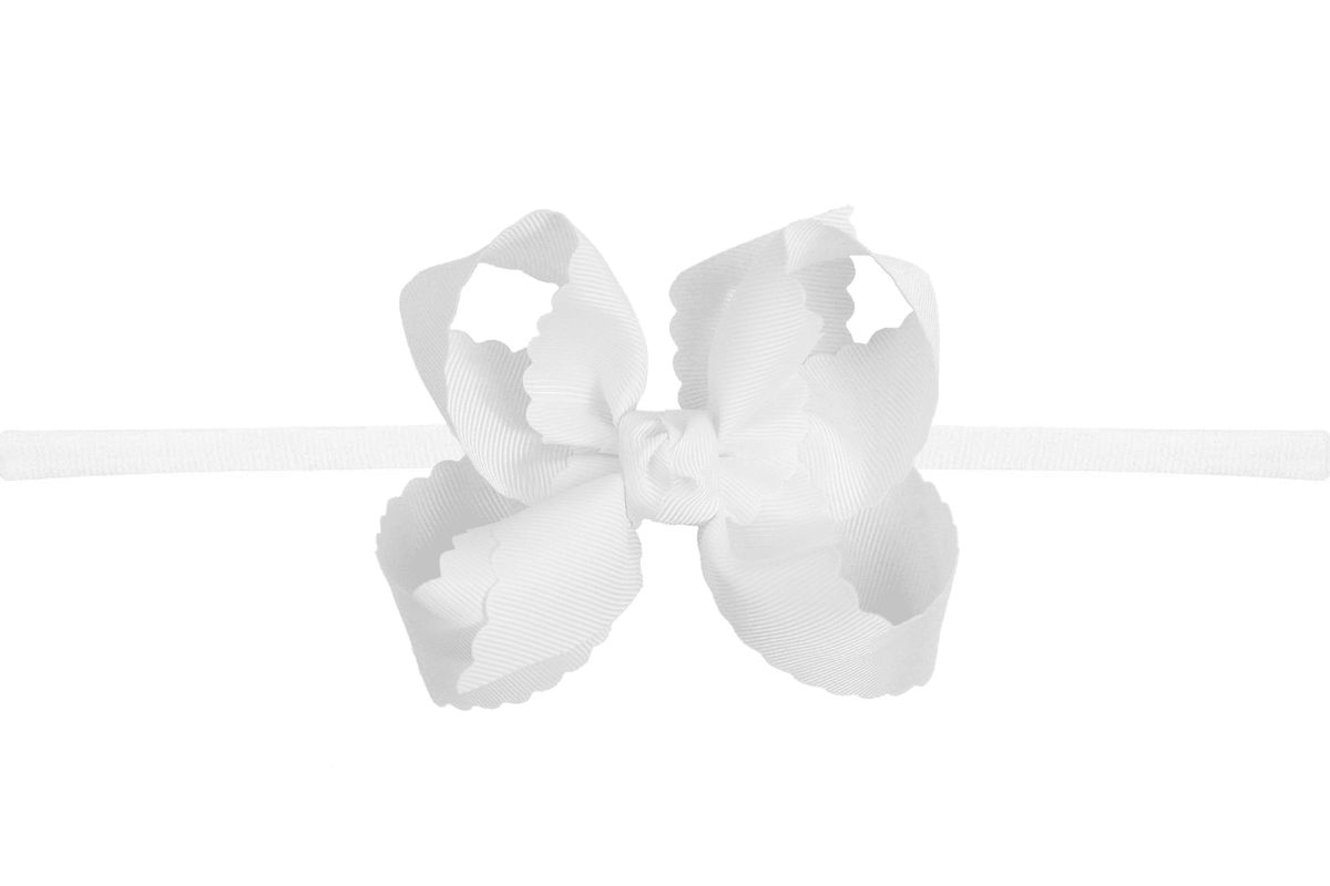 Beyond Creations, LLC_Baby & Toddler Girl Headband with 4.5" Scallop Edge Bow -White_1