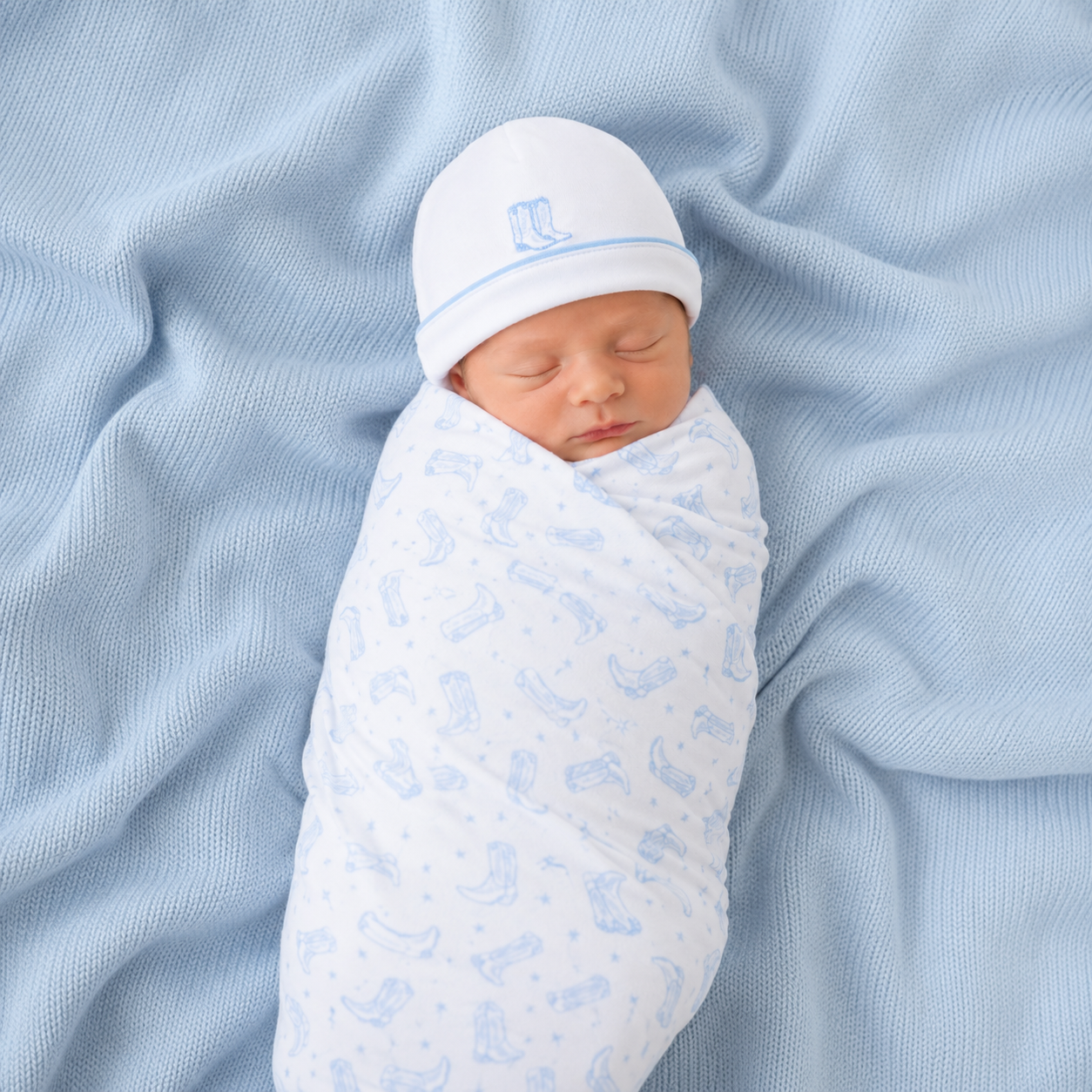 Baby Boy Swaddle Set - Darling Cowboy Boots