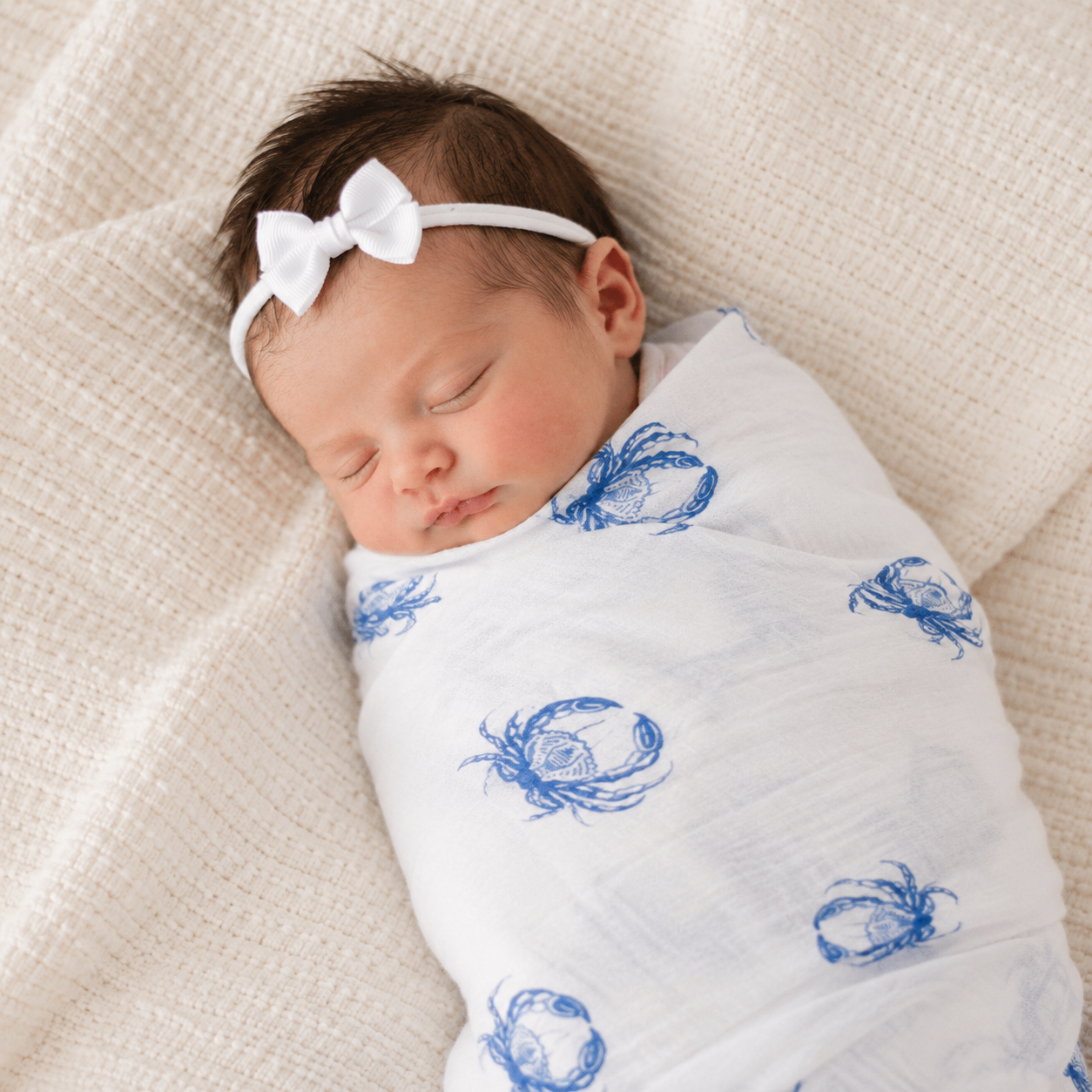 Baby Muslin Swaddle Blanket - Blue Crab